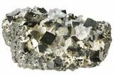 Calcite Encrusted Cubic Pyrite Crystal Cluster - Peru #133017-1
